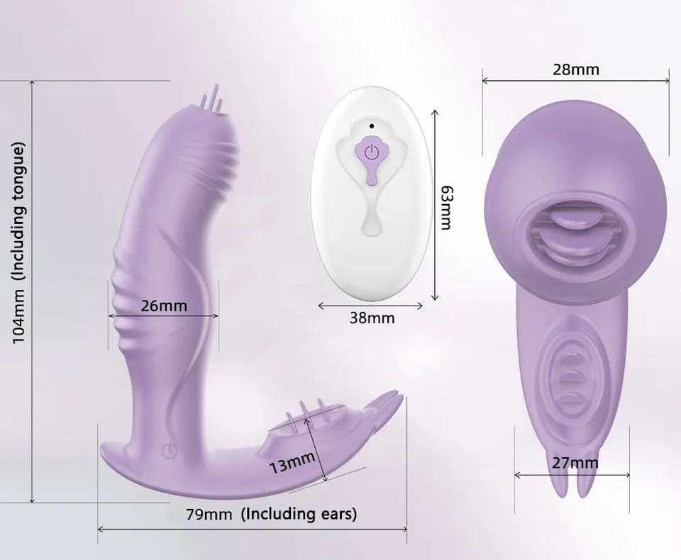 Vibrador Doble Estimulacion Punto G Panty Lengua Con Control Inalámbrico Purple